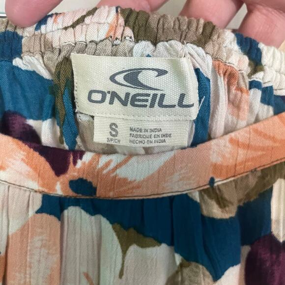 O'Neill Blue Purple Floral Print Pull-On Ruffle Long Skirt Viscose Size Small - Picture 4 of 7